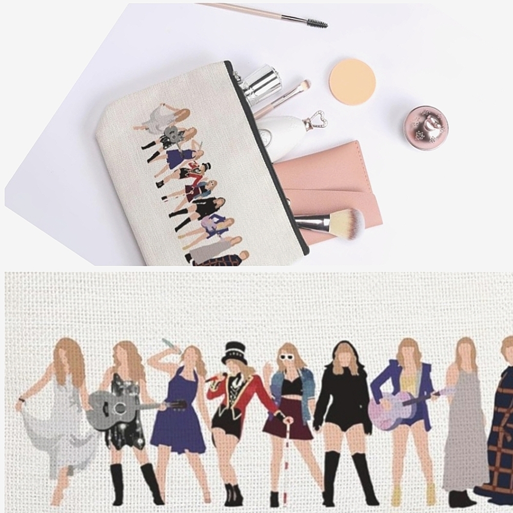 New Taylor Musician The Eras Tour Canvas Makeup Travel Bag Swifties Zip Pouch